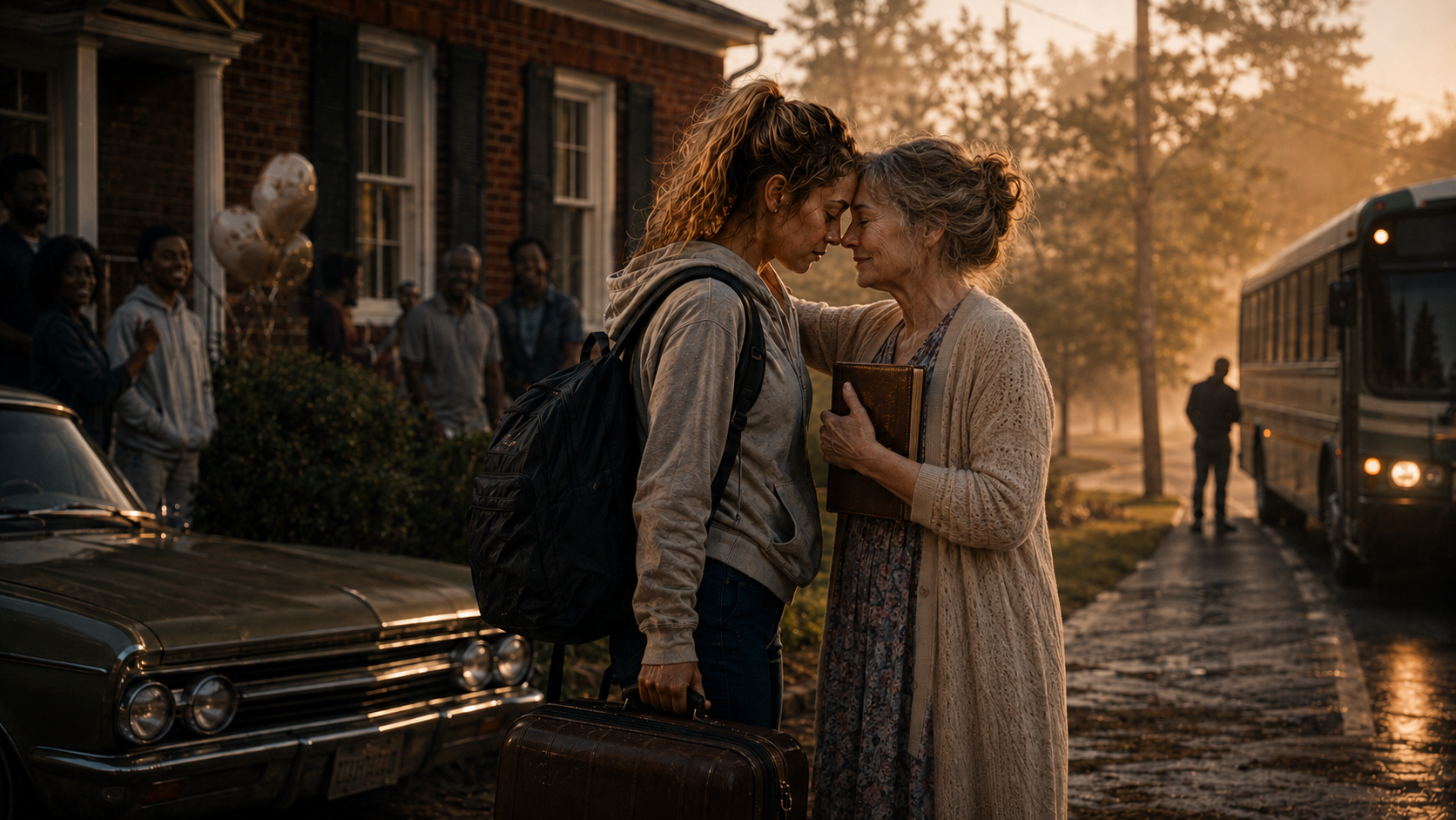 Rachel saying goodbye to Nana Ruth before leaving home